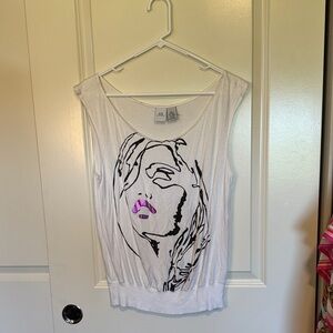 A/X Armani Exchange White Graphic Sleeveless Tank Top